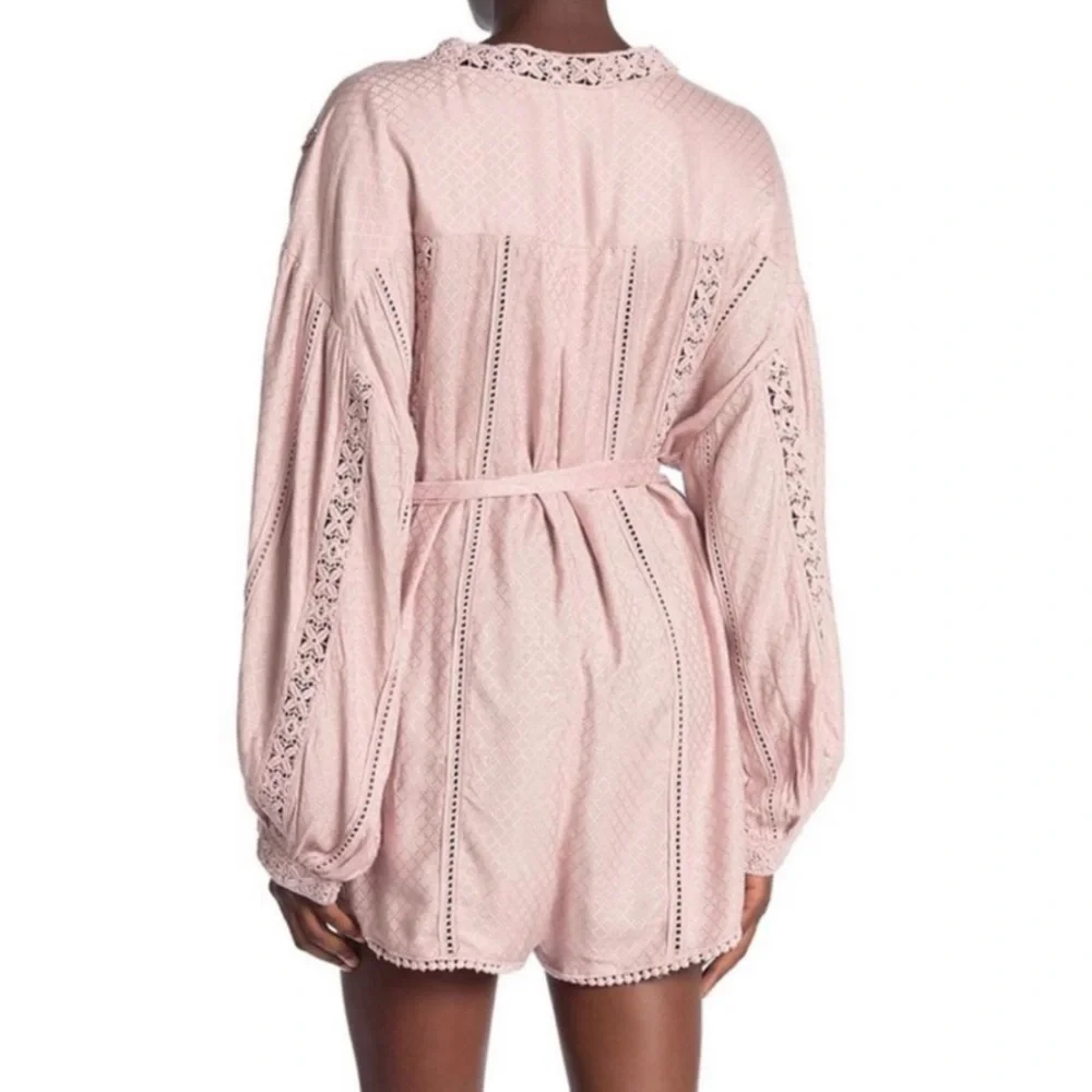 Free people floral pink romper embroidery tie NWT medium - Picture 7 of 8